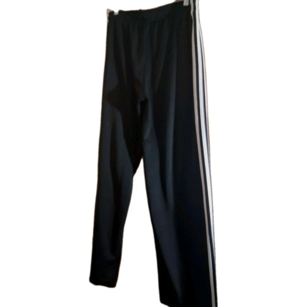 Adidas Men's Size‎ M Tricot Track Pants Black Three White Striped